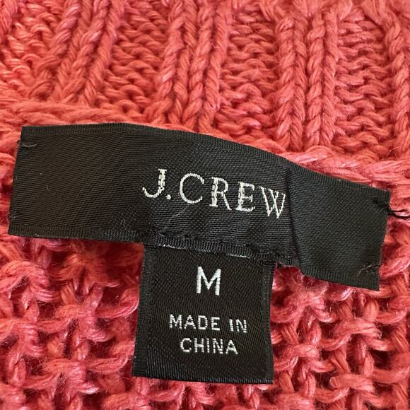 J Crew Sweater Women Medium Linen Coral Relaxed Beach Crewneck Coastal Relaxed - Picture 11 of 14
